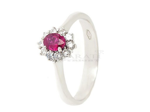 Ruby and diamond ring 0.19ct