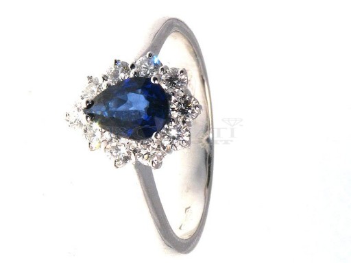 Sapphire drop and diamond ring 0.5ct
