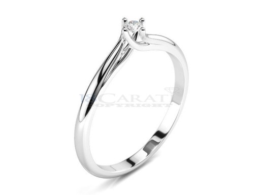 Twisted white gold solitaire diamond ring 0.05ct