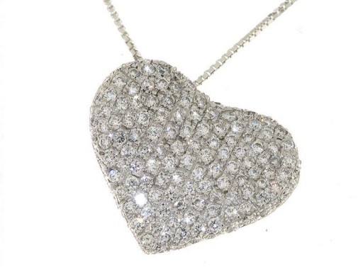 Diamond heart pave necklace 0.93ct