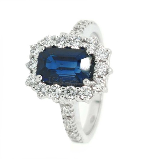 Octagonal sapphire with diamonds ring