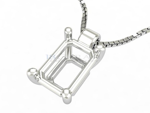 Emerald shaped diamond necklace setting wire 4 prongs