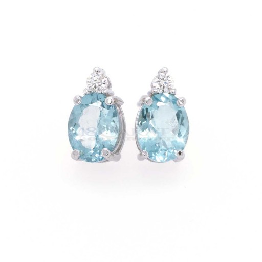 Acquamarine stud earrings with diamonds