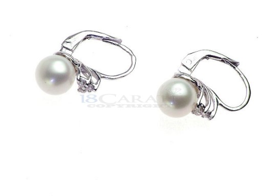 Pearl and diamond earrings 0.22ct