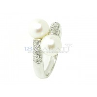 Pearl and diamond ring 0.15ct