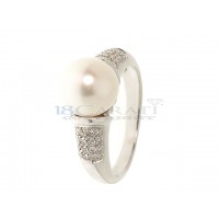 Pearl and diamond ring 0.215ct
