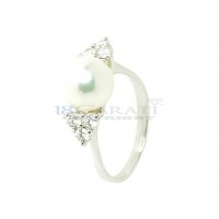 Pearl and diamond ring 0.34ct