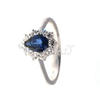 Sapphire drop and diamond ring 0.5ct