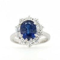 Oval sapphire drop and diamond ring 1ct