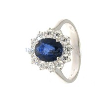 Oval sapphire drop and diamond ring 0.76ct