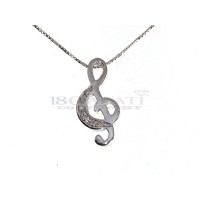 Treble clef diamond necklace 0.05ct