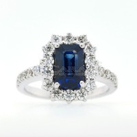 Octagonal sapphire with diamonds ring