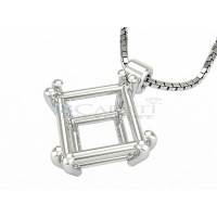 Princess cut necklace setting with 4 prongs 