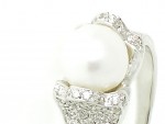 Pearl and diamond ring 0.4ct