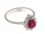 Drop shape ruby and diamond ring