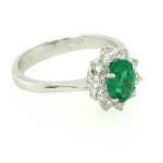 Oval shape emerald and diamond italian ring