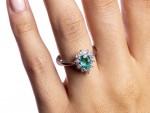 Emerald drop and diamond ring 0.42ct