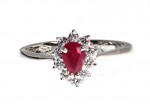 Drop shape ruby and diamond ring 0.26ct