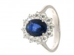 Oval sapphire drop and diamond ring 0.76ct