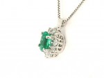 Emerald and diamond necklace 0.19ct