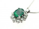 Emerald and diamond necklace 0.41ct
