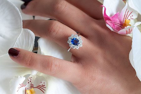 Italian fancy diamond rings with coloured stones