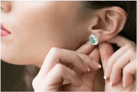 Precious stones and diamond earrings